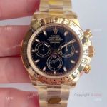 Black Rolex Daytona Yellow Gold Swiss Replica Watches From Noob Factory